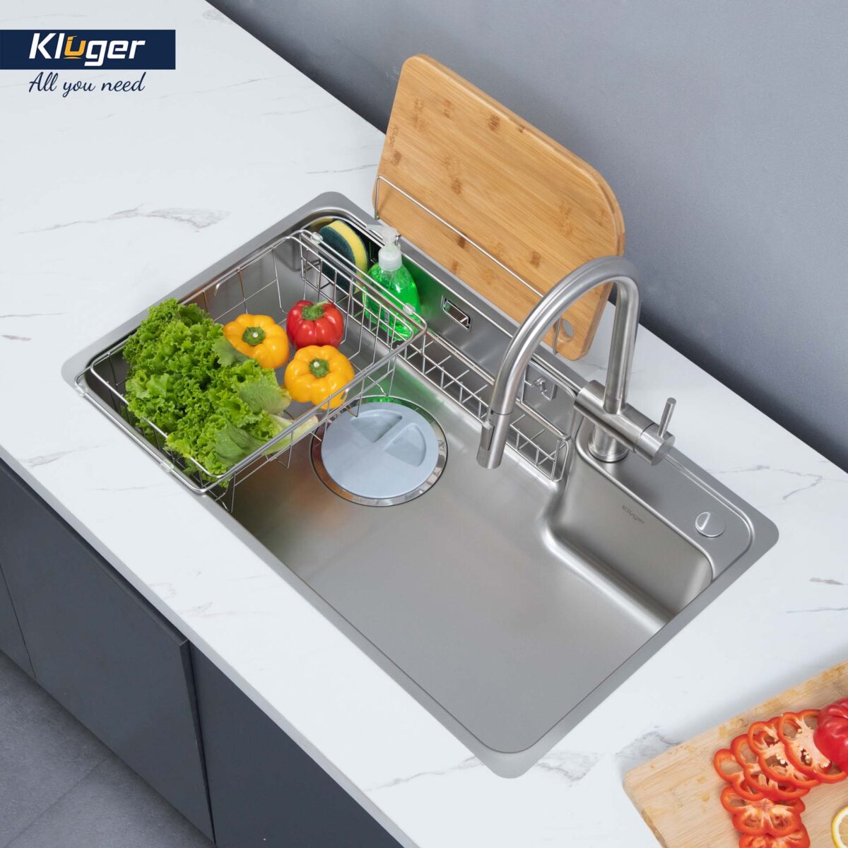 Chậu rửa bát inox KLUGER KH8048FS Plus dòng HARU 1 hố - Ảnh 9