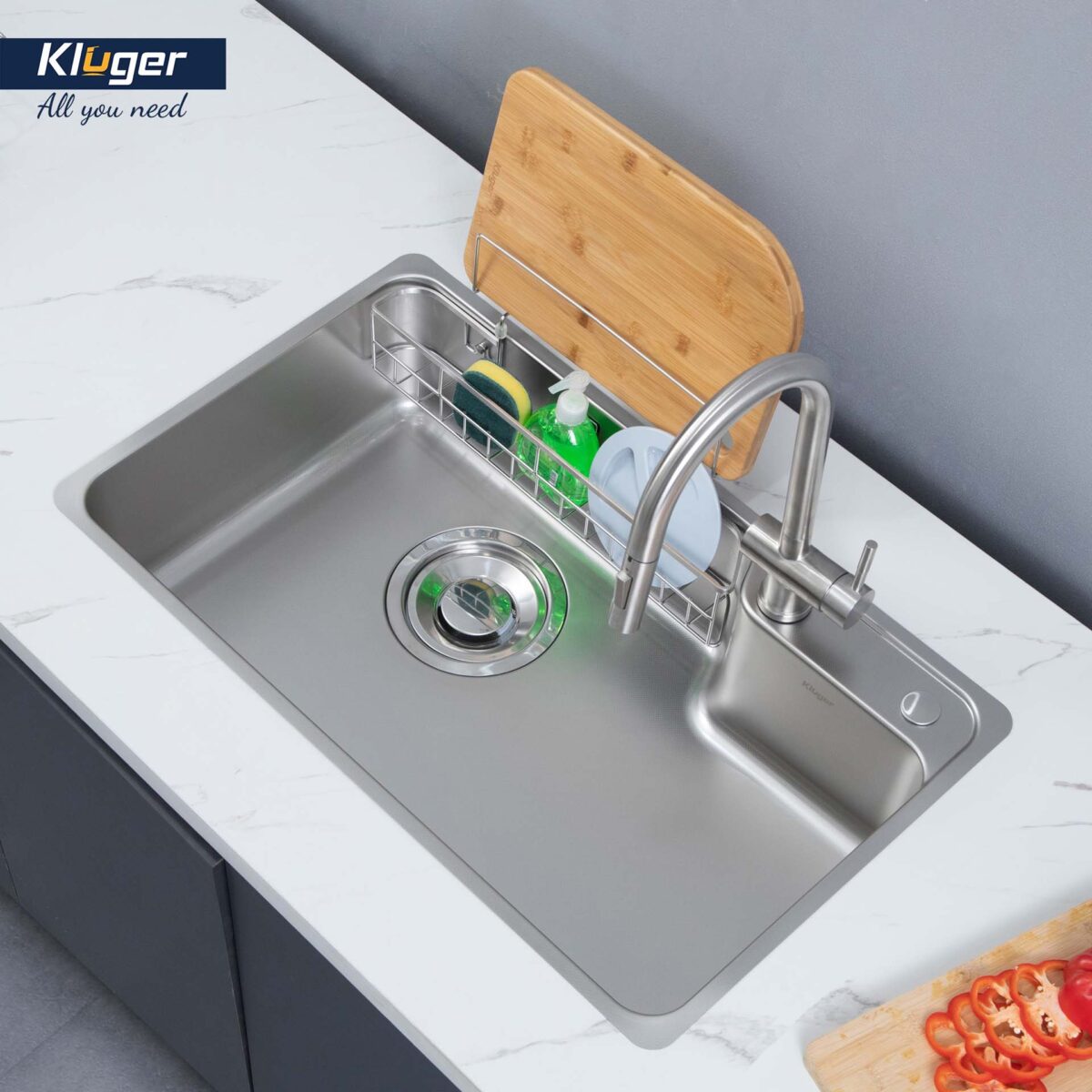 Chậu rửa bát inox KLUGER KH8048FS Plus dòng HARU 1 hố - Ảnh 8