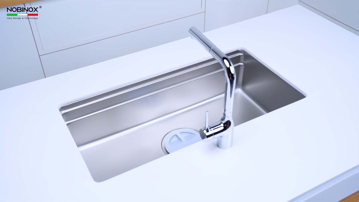 Chậu rửa bát inox NOBINOX LIRA NJ566D 1 hố - Ảnh 5