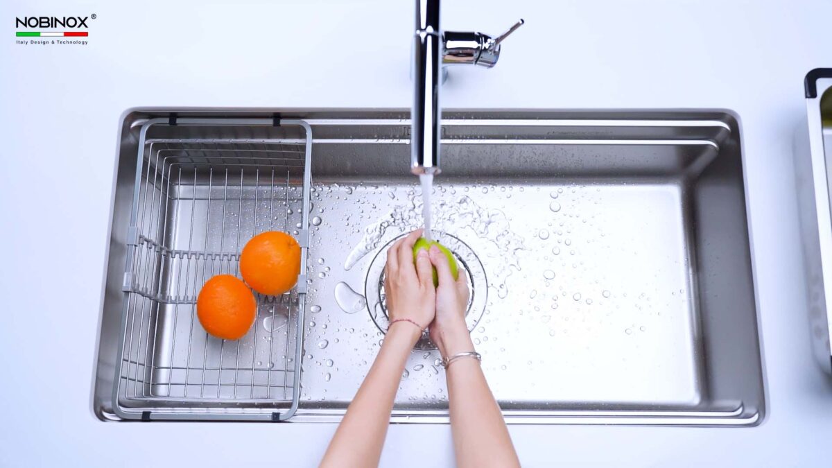 Chậu rửa bát inox NOBINOX LIRA NJ566D 1 hố - Ảnh 9