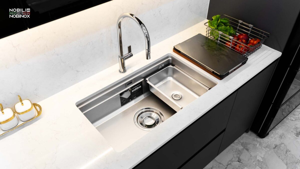 Chậu rửa bát inox NOBINOX LIRA NJ562D 1 hố - Ảnh 4