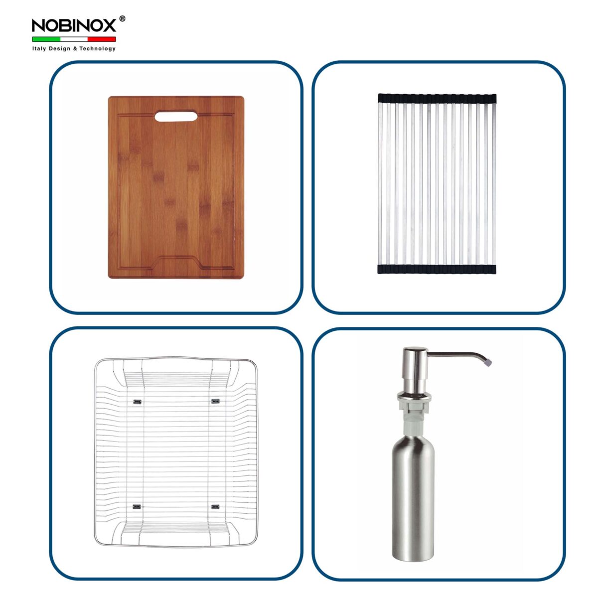 Chậu rửa bát inox NOBINOX LIKEN NL746 2 hố - Ảnh 3