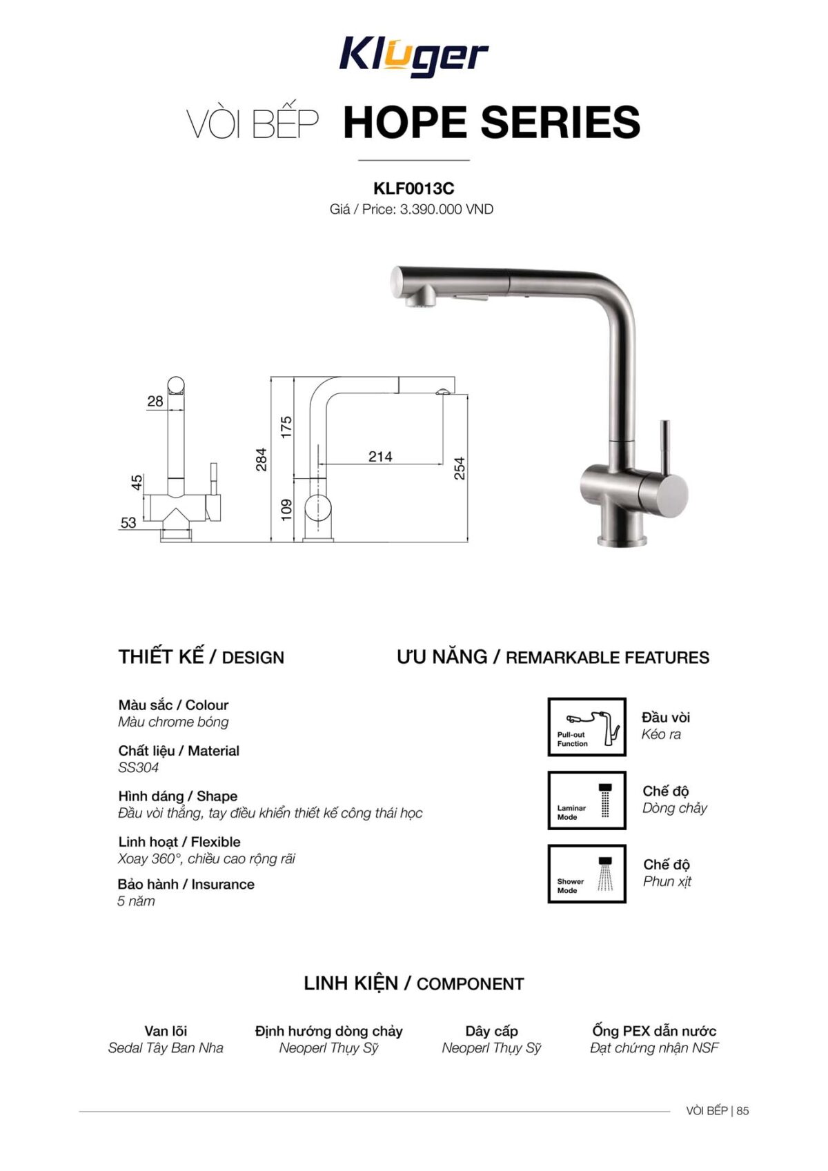 Vòi rửa bát KLUGER KLF0013C - Ảnh 4