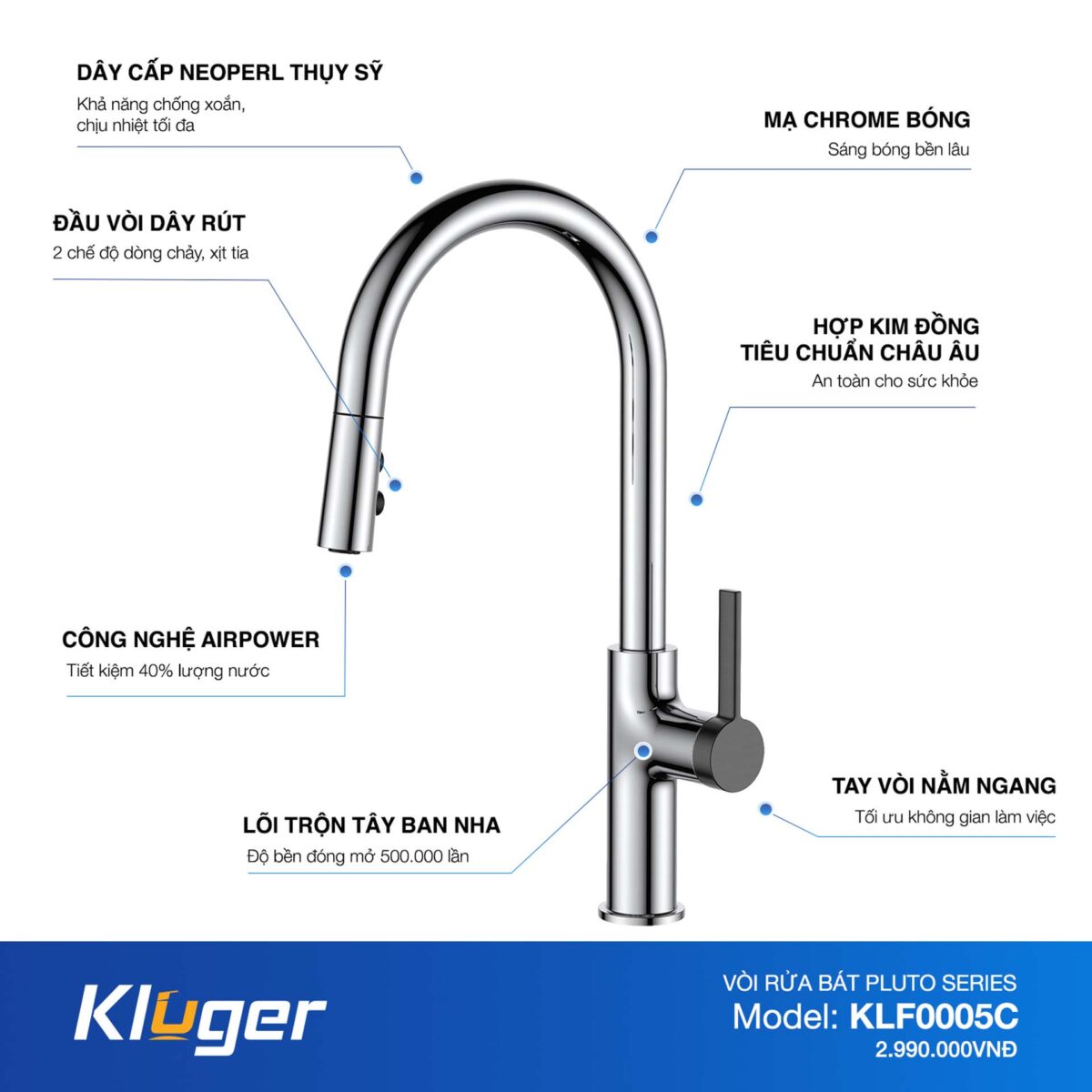 Vòi rửa bát KLUGER KLF0005C - Ảnh 2