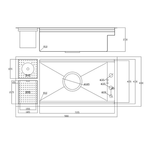 ban ve kich thuoc Chau rua bat inox NOBINOX LUMIA NJ511B