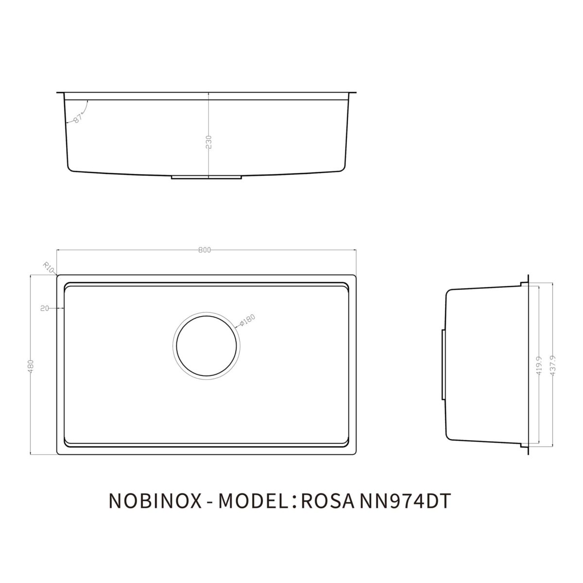 Chậu rửa bát inox NOBINOX ROSA NN974DT 1 hố - Ảnh 2