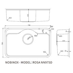 ban ve kich thuoc Chau rua bat inox NOBINOX ROSA NN975D