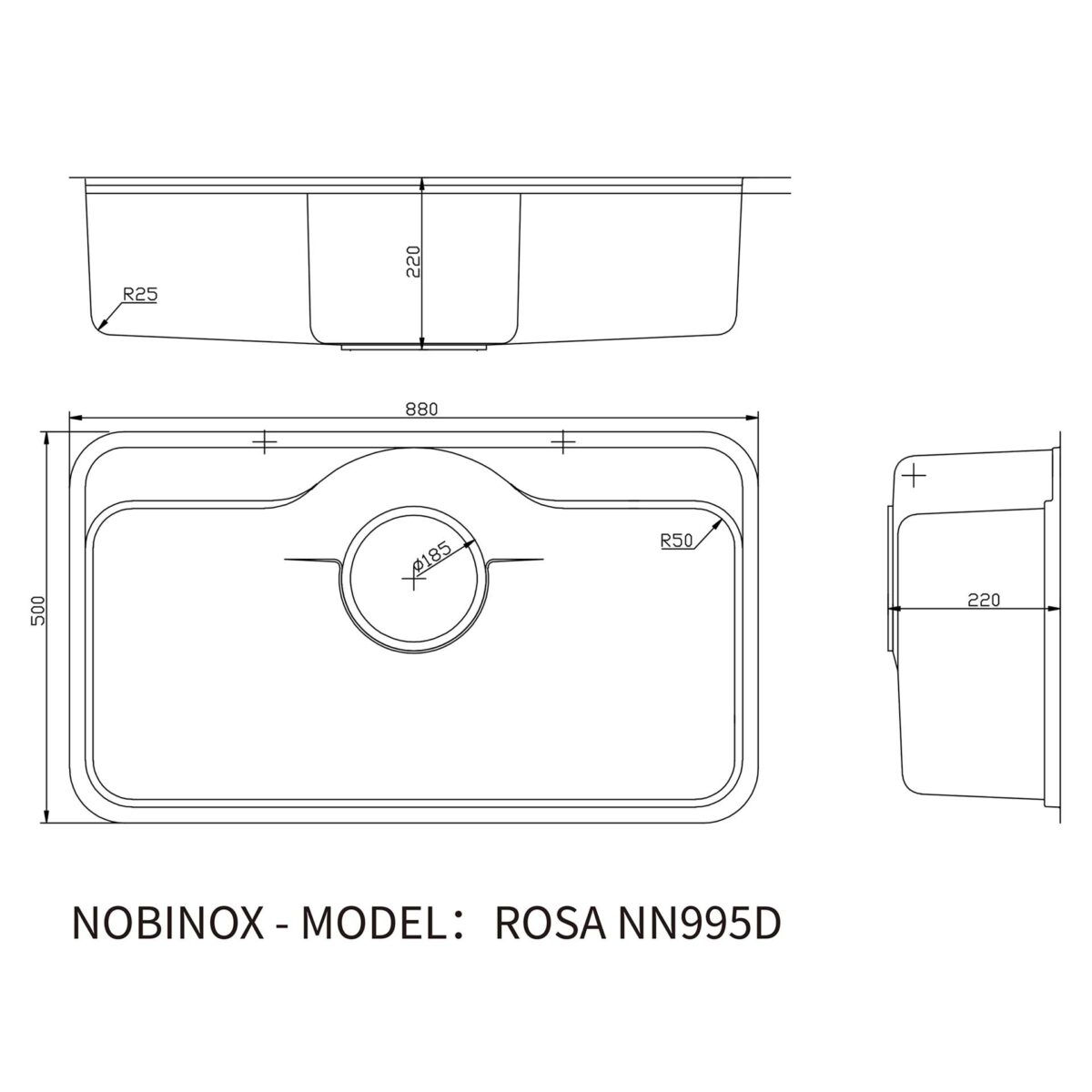 Chậu rửa bát inox NOBINOX ROSA NN995D 1 hố - Ảnh 2