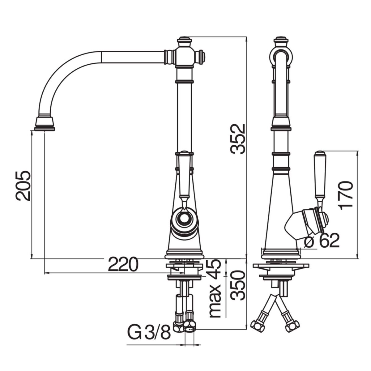 Vòi rửa bát NOBINOX CHARLIE NB255C CH75513RA - Ảnh 2