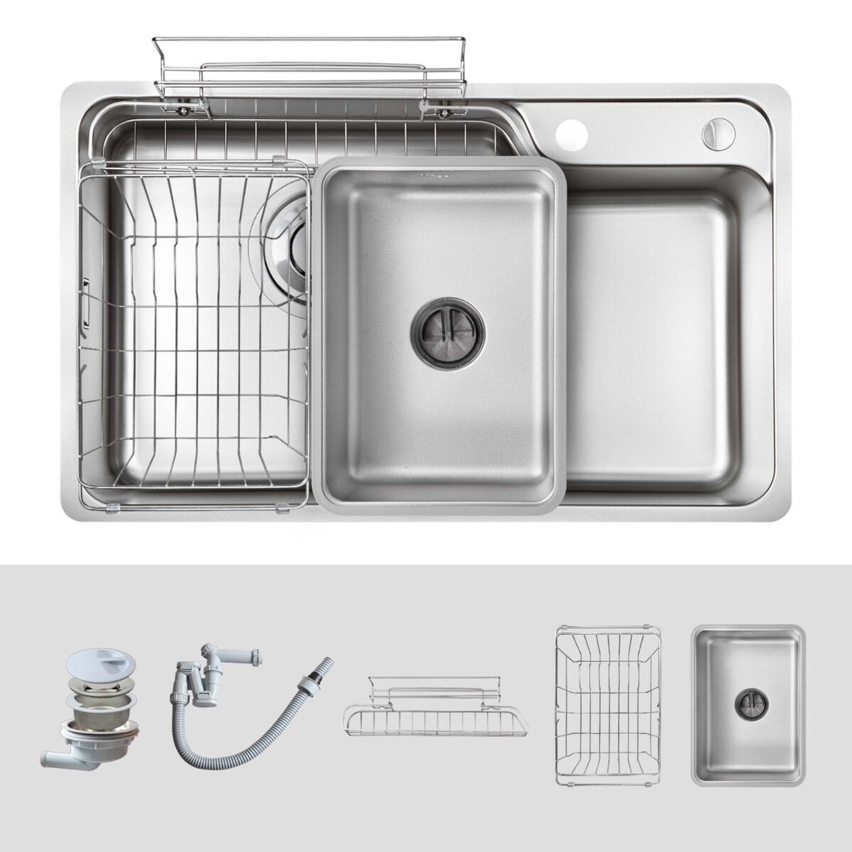 Chậu rửa bát inox KLUGER KH8048FS Plus dòng HARU 1 hố - Ảnh 2