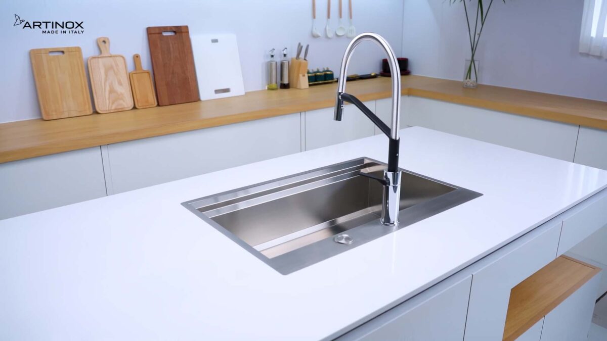 Chậu rửa bát inox NOBINOX ARTINOX MOSE NA808 00008ALBR70SP 1 hố - Ảnh 4