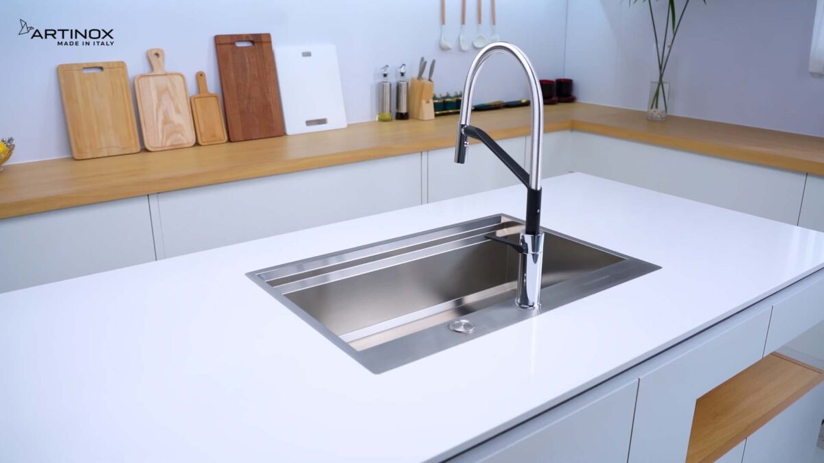 Chậu rửa bát inox NOBINOX ARTINOX MOSE NA808 00008ALBR70SP 1 hố - Ảnh 9