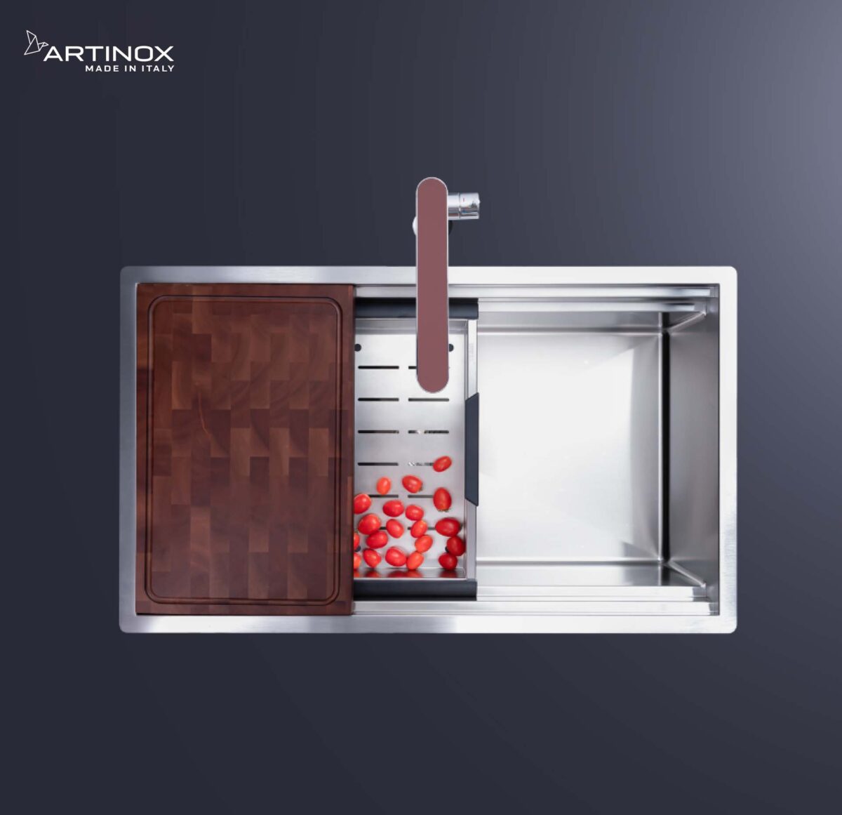 Chậu rửa bát inox NOBINOX ARTINOX TITANIUM NA875U 00008PI704025 1 hố - Ảnh 4