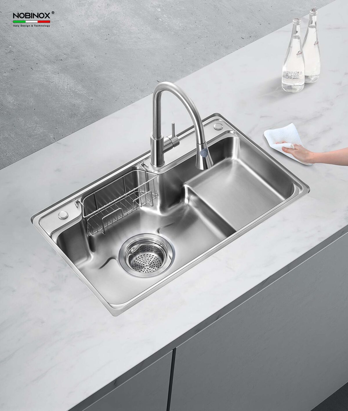 Chậu rửa bát inox NOBINOX HIGON NH905 1 hố - Ảnh 12