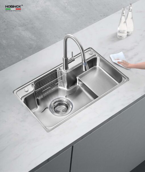 hinh anh thuc te Chau rua bat inox NOBINOX HIGON NH905 9