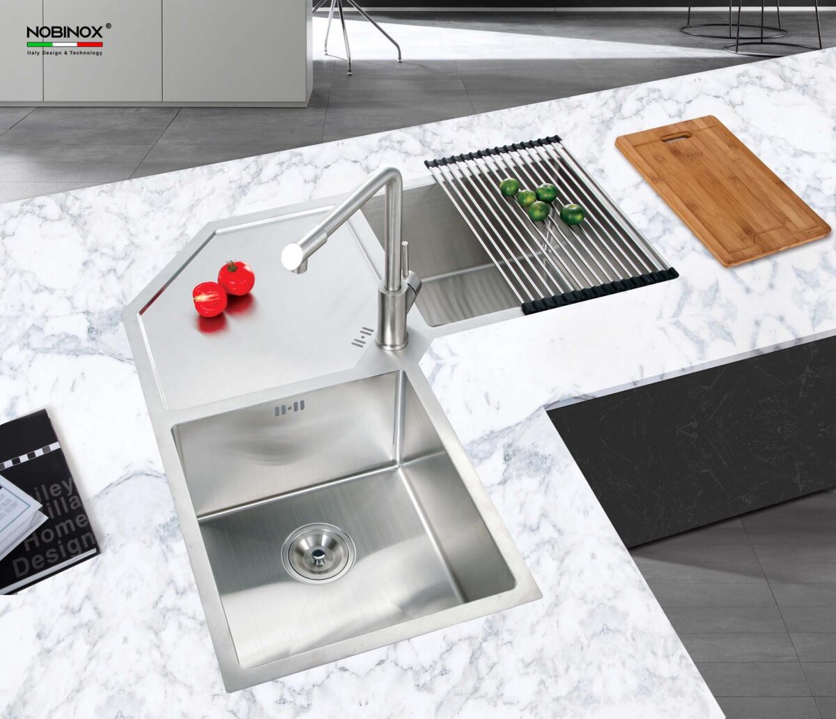 Chậu rửa bát inox NOBINOX LIKEN NL700 2 hố - Ảnh 5