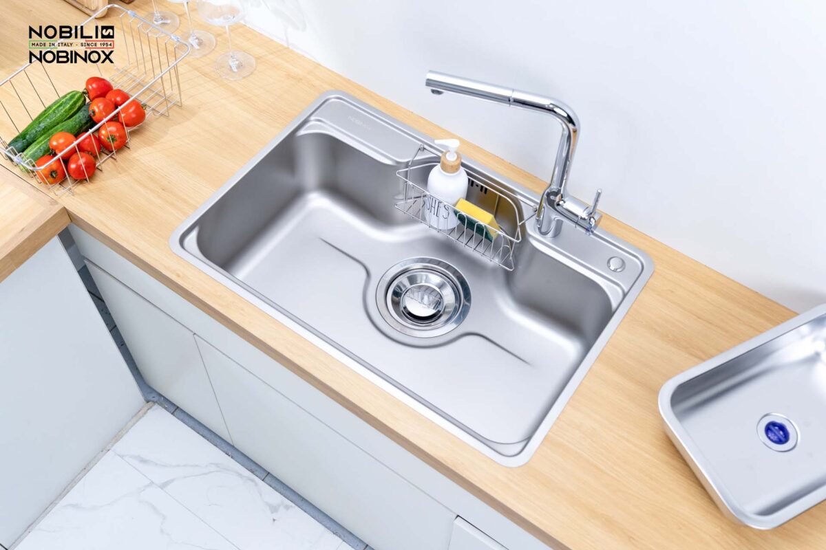 Chậu rửa bát inox NOBINOX LIKEN NL724D 1 hố - Ảnh 4