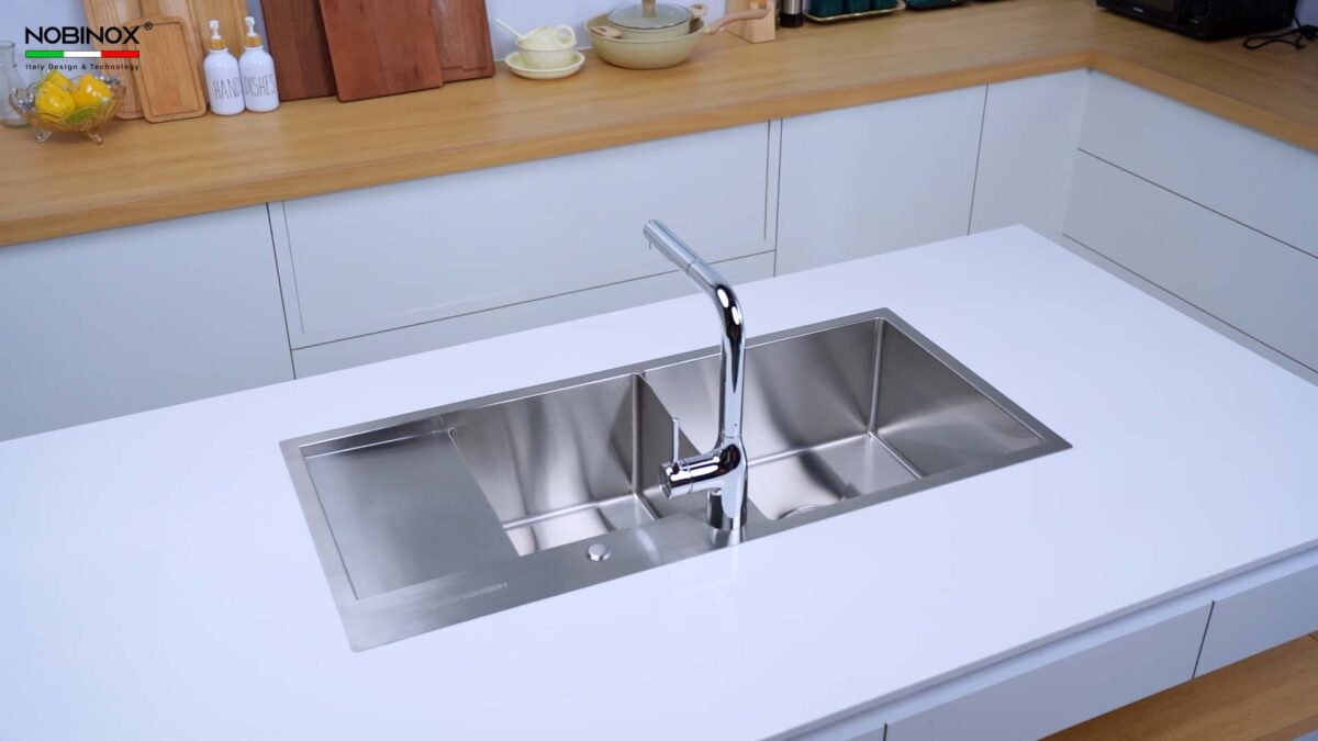 Chậu rửa bát inox NOBINOX LIKEN NL746 2 hố - Ảnh 4
