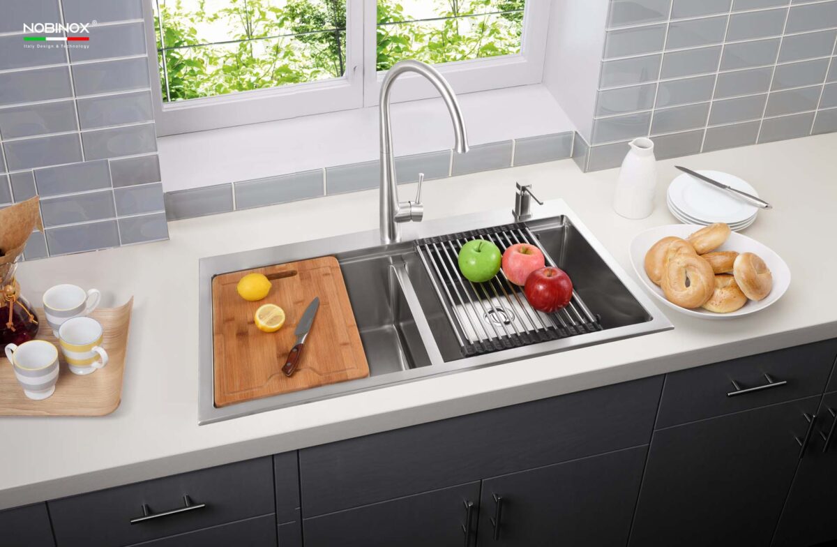 Chậu rửa bát inox NOBINOX LIKEN NL785 2 hố - Ảnh 4