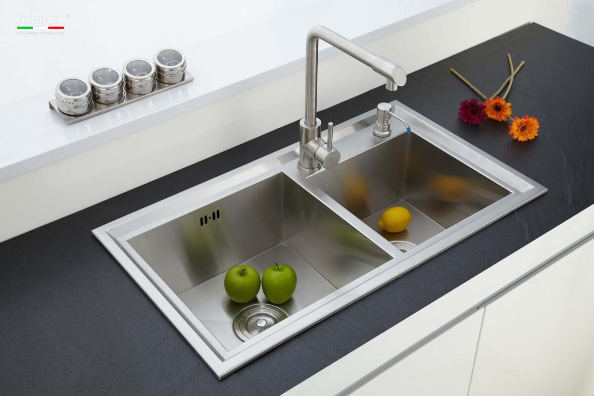 Chậu rửa bát inox NOBINOX LIKEN NL786 2 hố - Ảnh 4