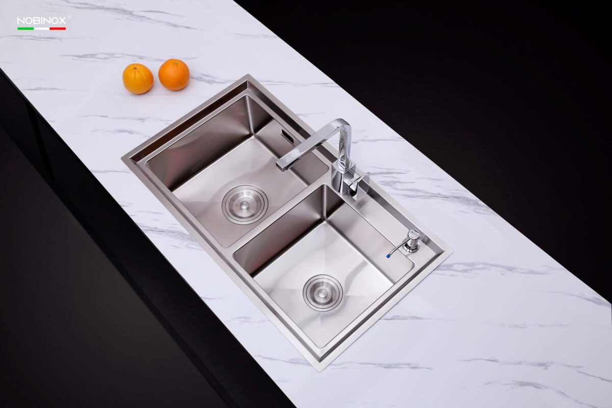 Chậu rửa bát inox NOBINOX LIKEN NL786 2 hố - Ảnh 6