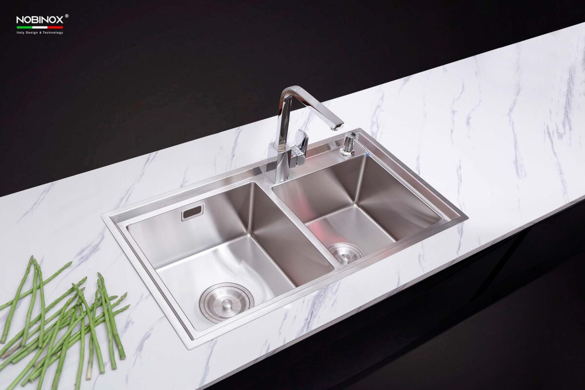 Chậu rửa bát inox NOBINOX LIKEN NL786 2 hố - Ảnh 7