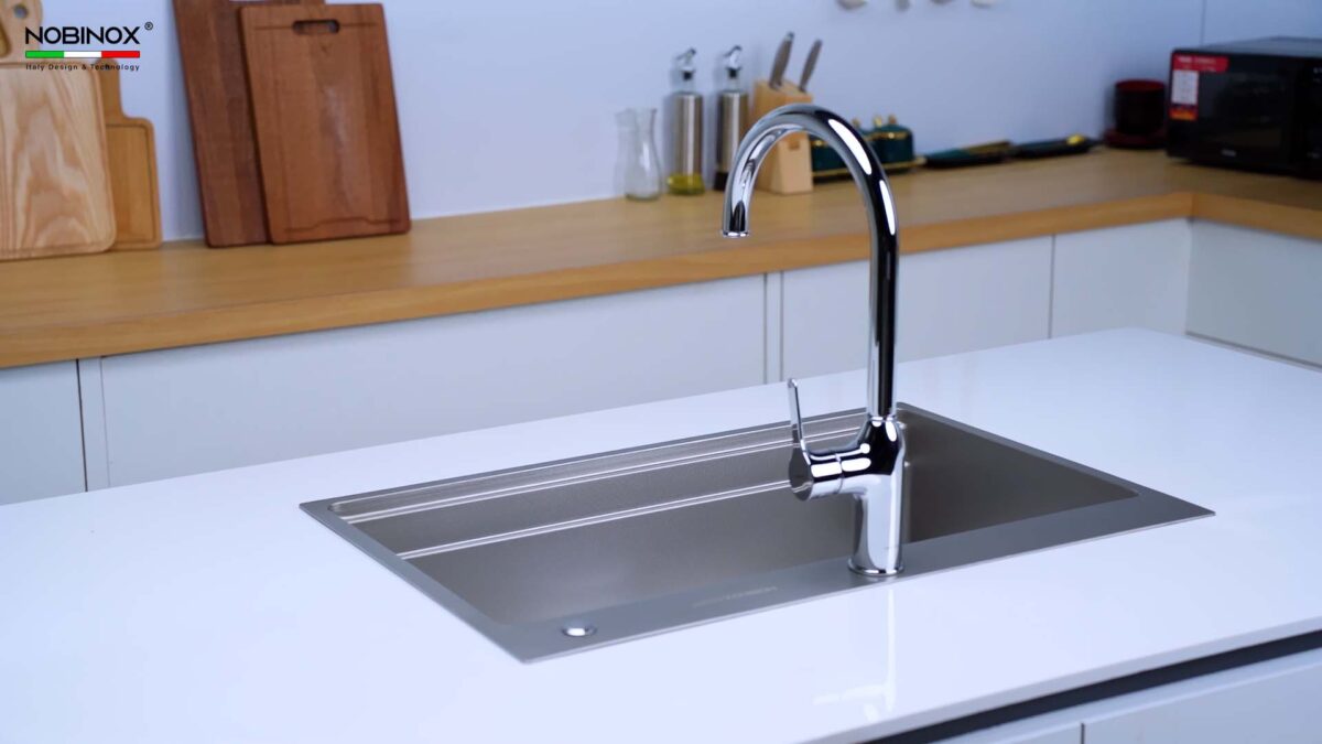 Chậu rửa bát inox NOBINOX LIRA NJ560D 1 hố - Ảnh 5