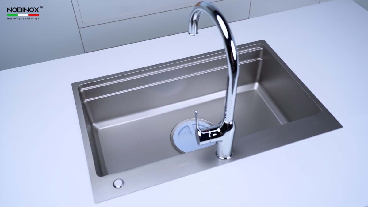 Chậu rửa bát inox NOBINOX LIRA NJ560D 1 hố - Ảnh 6