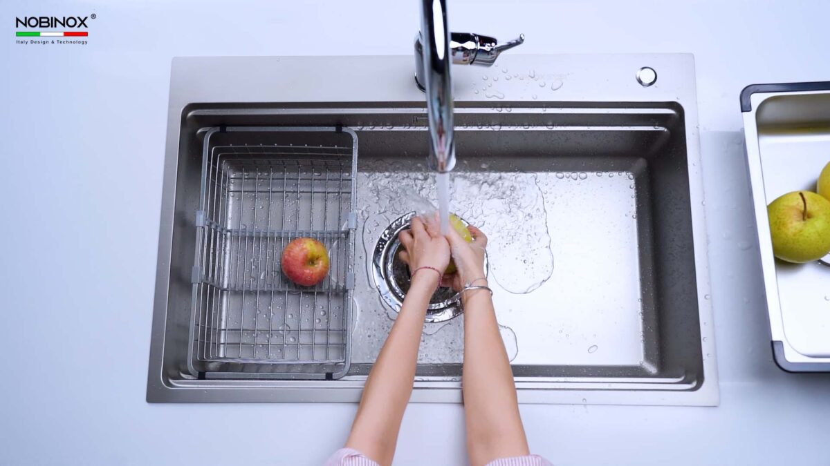 Chậu rửa bát inox NOBINOX LIRA NJ560D 1 hố - Ảnh 8