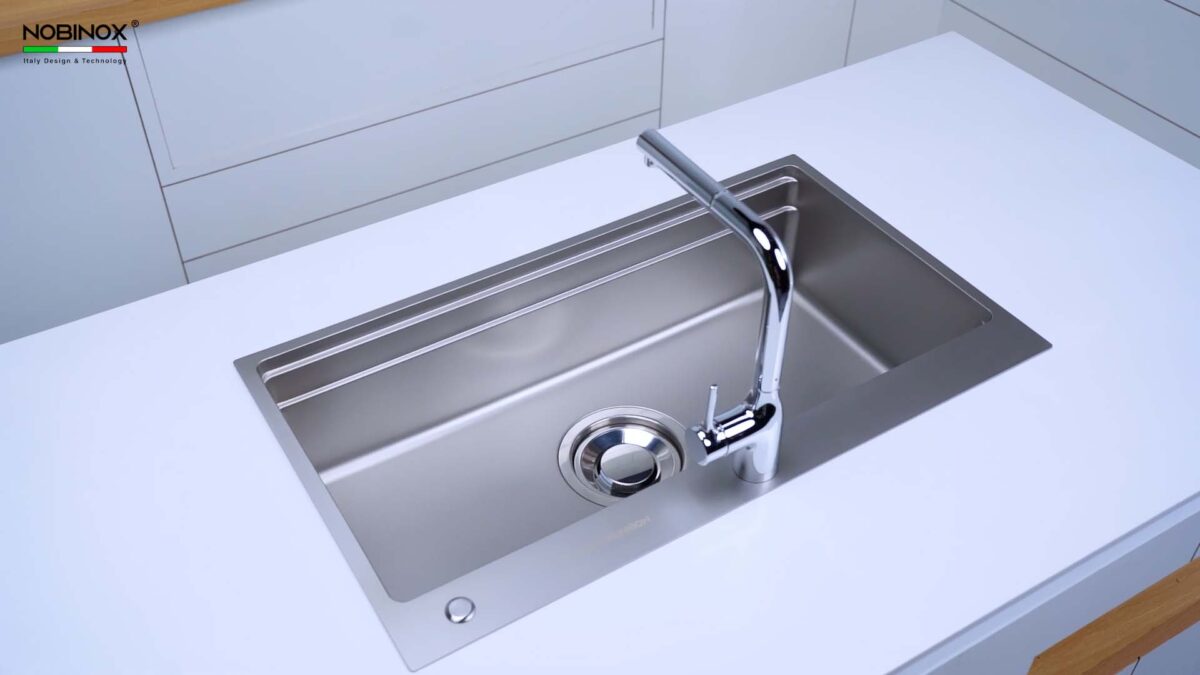Chậu rửa bát inox NOBINOX LIRA NJ564D 1 hố - Ảnh 6