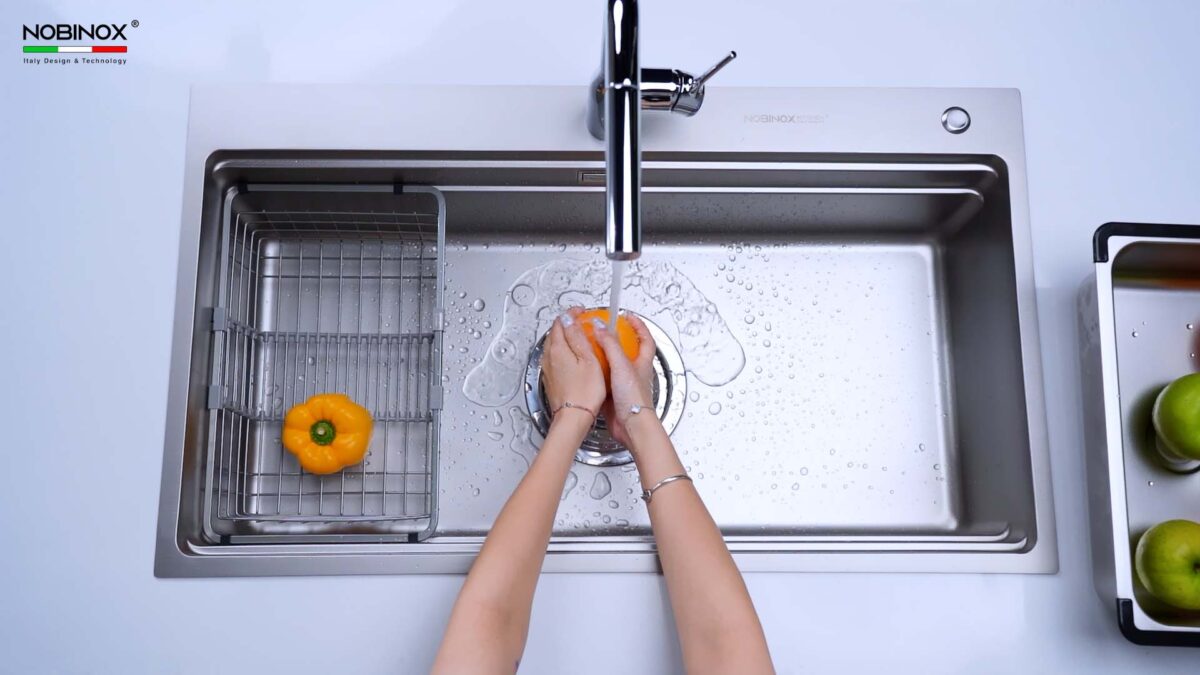 Chậu rửa bát inox NOBINOX LIRA NJ564D 1 hố - Ảnh 9