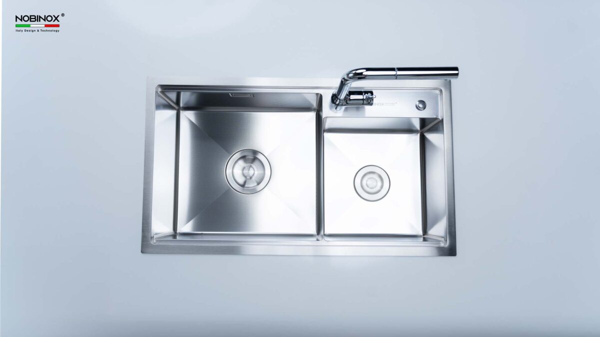 Chậu rửa bát inox NOBINOX LUMIA NJ507D 2 hố - Ảnh 4