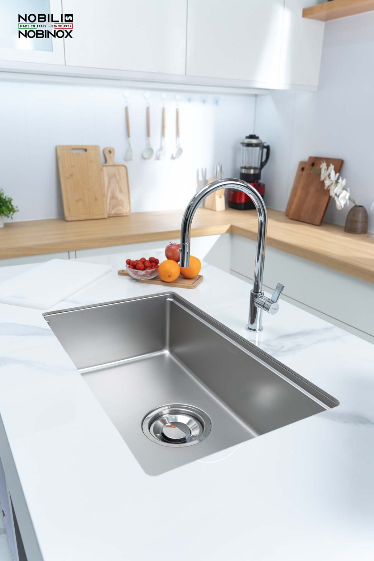 Chậu rửa bát inox NOBINOX ROSA NN974DT 1 hố - Ảnh 8
