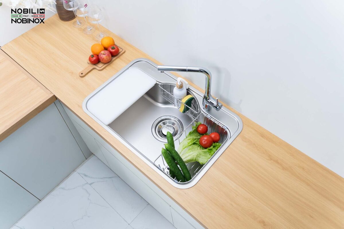 Chậu rửa bát inox NOBINOX ROSA NN975D 1 hố - Ảnh 5