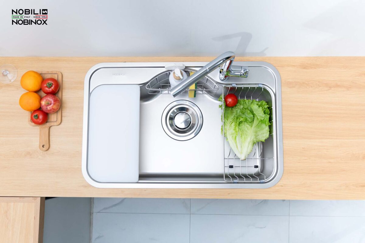 Chậu rửa bát inox NOBINOX ROSA NN975D 1 hố - Ảnh 6