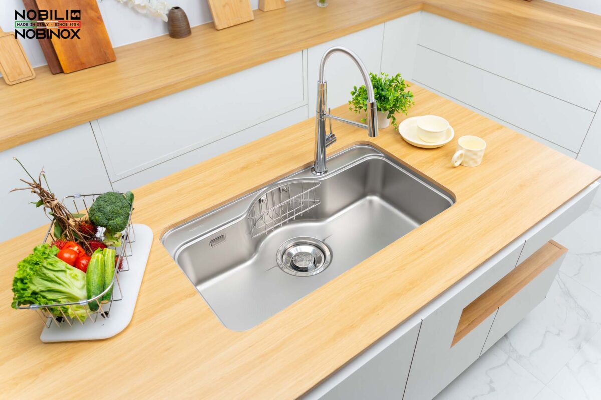 Chậu rửa bát inox NOBINOX ROSA NN995D 1 hố - Ảnh 6