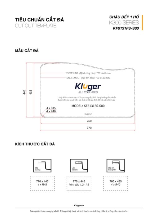 kich thuoc cat da Chau rua bat KLUGER KF8131FS dong K300