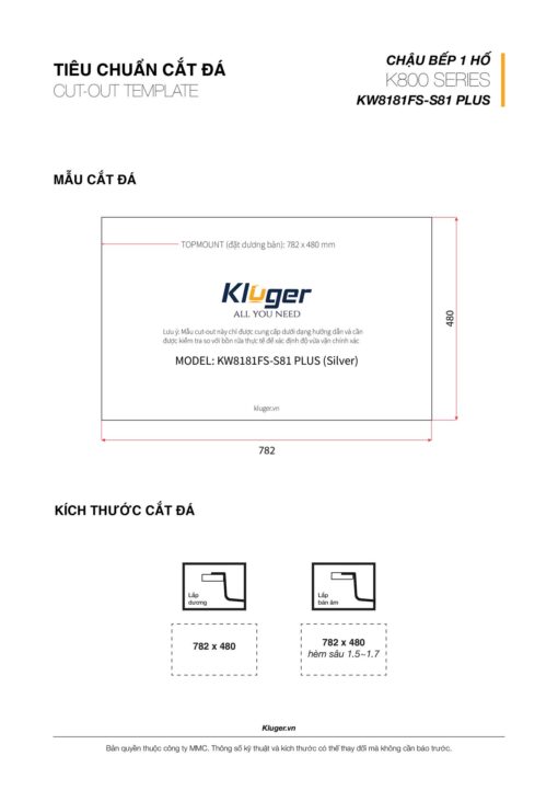 kich thuoc cat da Chau rua bat KLUGER KW8181FS Plus dong K800