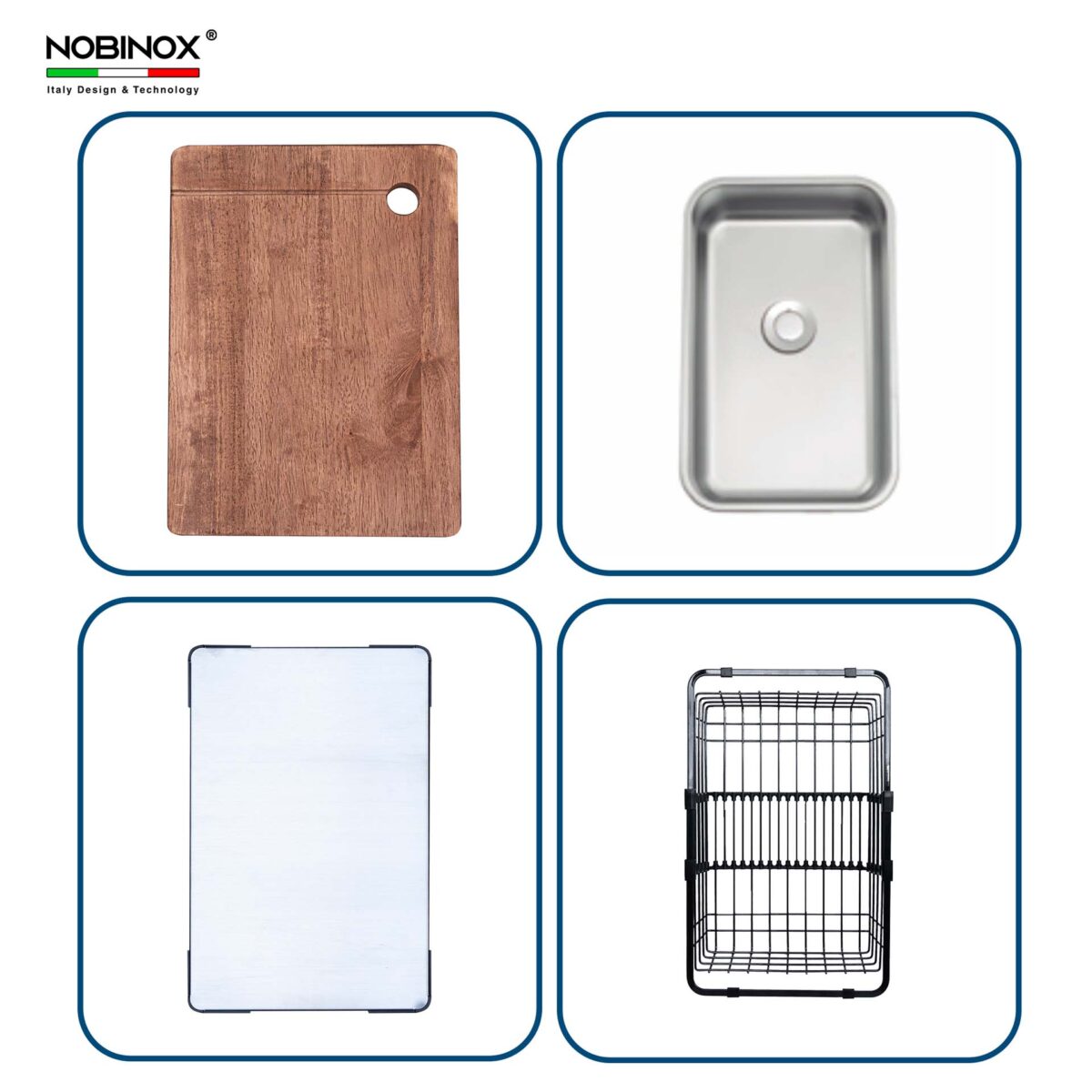Chậu rửa bát inox NOBINOX LIRA NJ564D 1 hố - Ảnh 3