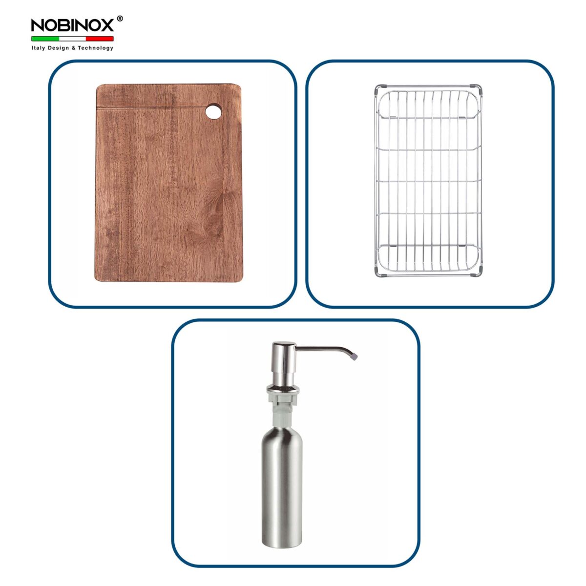 Chậu rửa bát inox NOBINOX LUMIA NJ507D 2 hố - Ảnh 2