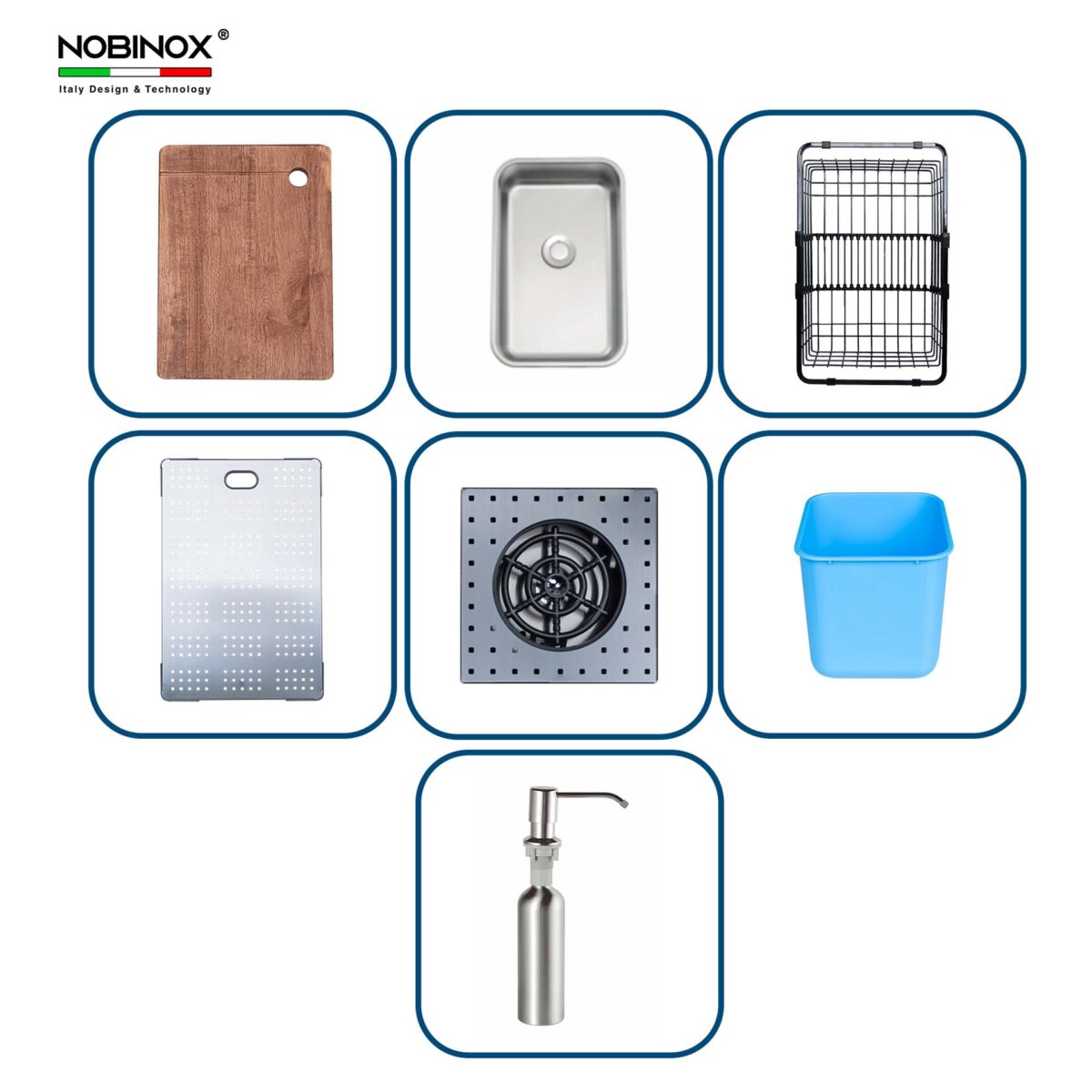 Chậu rửa bát inox NOBINOX LUMIA NJ510B 1 hố - Ảnh 3
