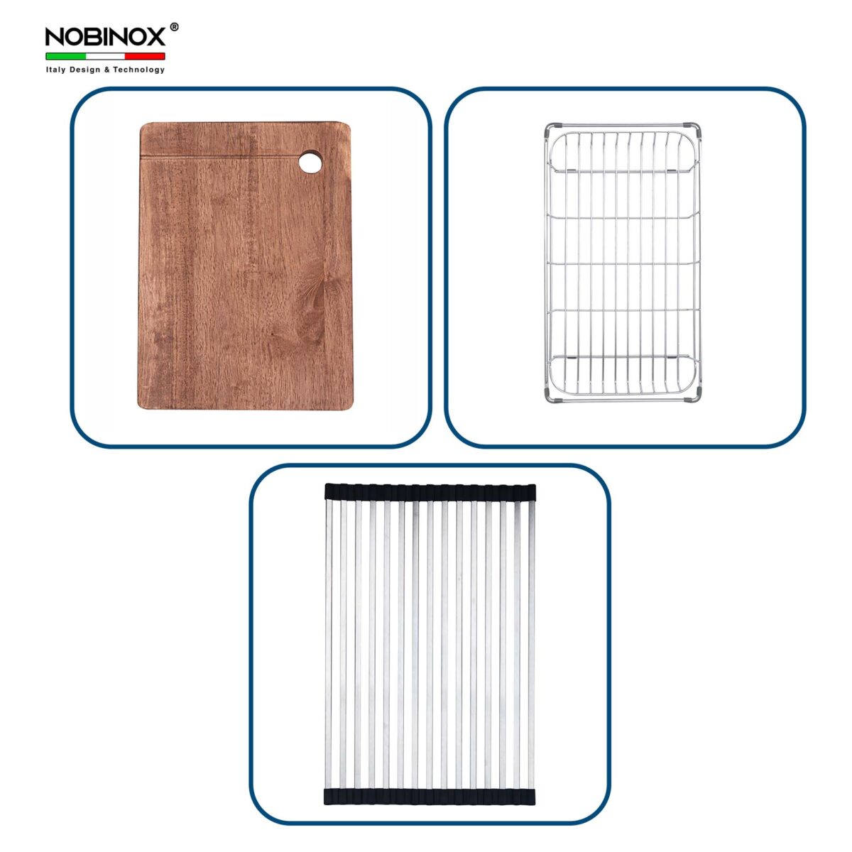 Chậu rửa bát inox NOBINOX LUMIA NJ524 2 hố - Ảnh 3