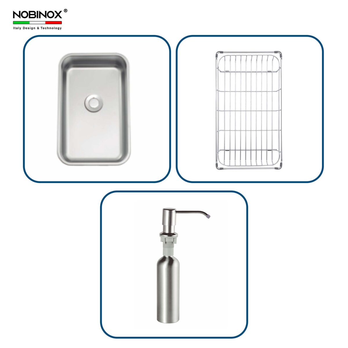 Chậu rửa bát inox NOBINOX LUMIA NJ558B 1 hố - Ảnh 3
