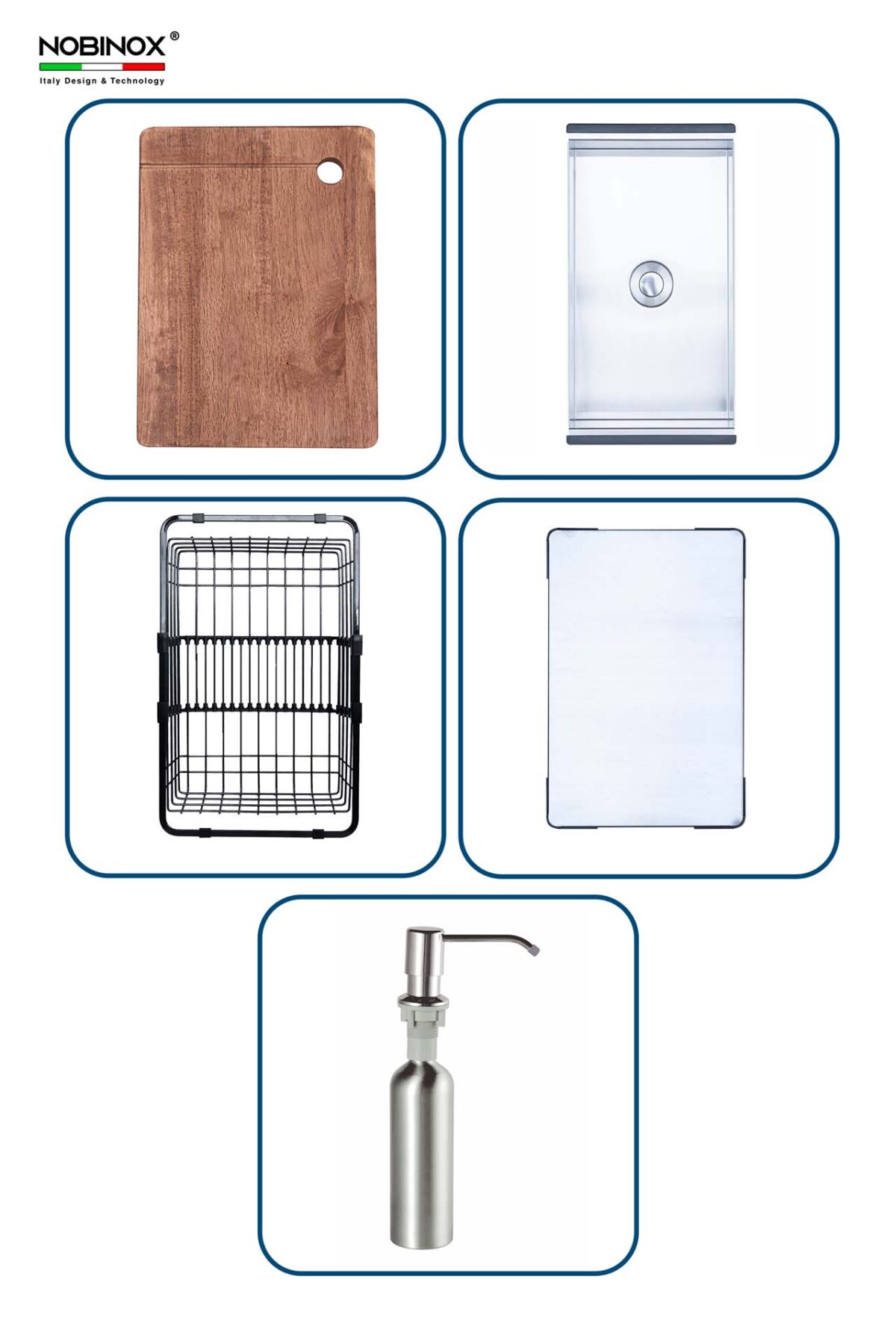 Chậu rửa bát inox NOBINOX RAZIA NJ575 2 hố - Ảnh 3