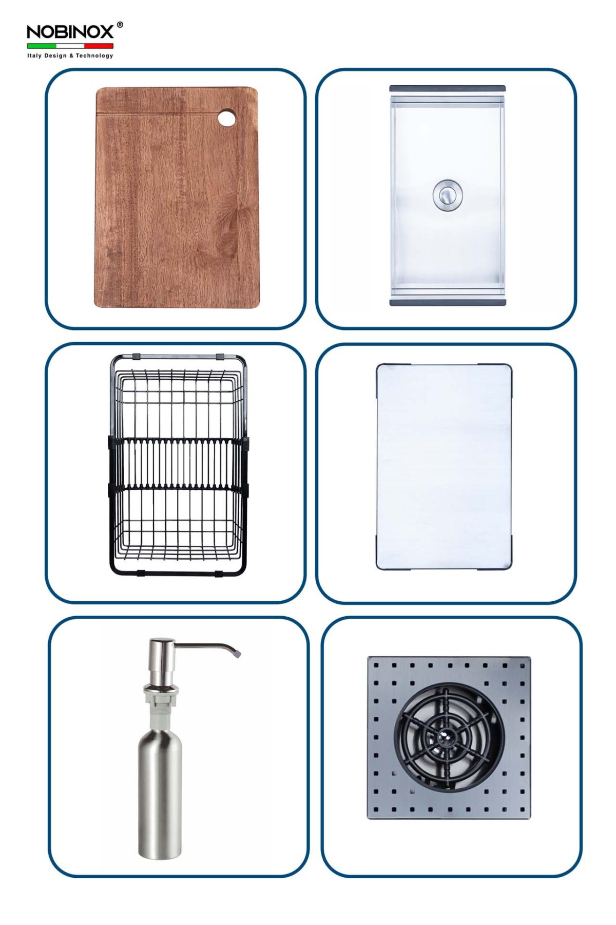 Chậu rửa bát inox NOBINOX RAZIA NJ577 2 hố - Ảnh 3