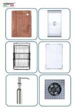 Chậu rửa bát inox NOBINOX RAZIA NJ577 2 hố - Ảnh 3