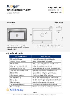 thong so ky thuat Chau rua bat KLUGER KW8101FS dong K100