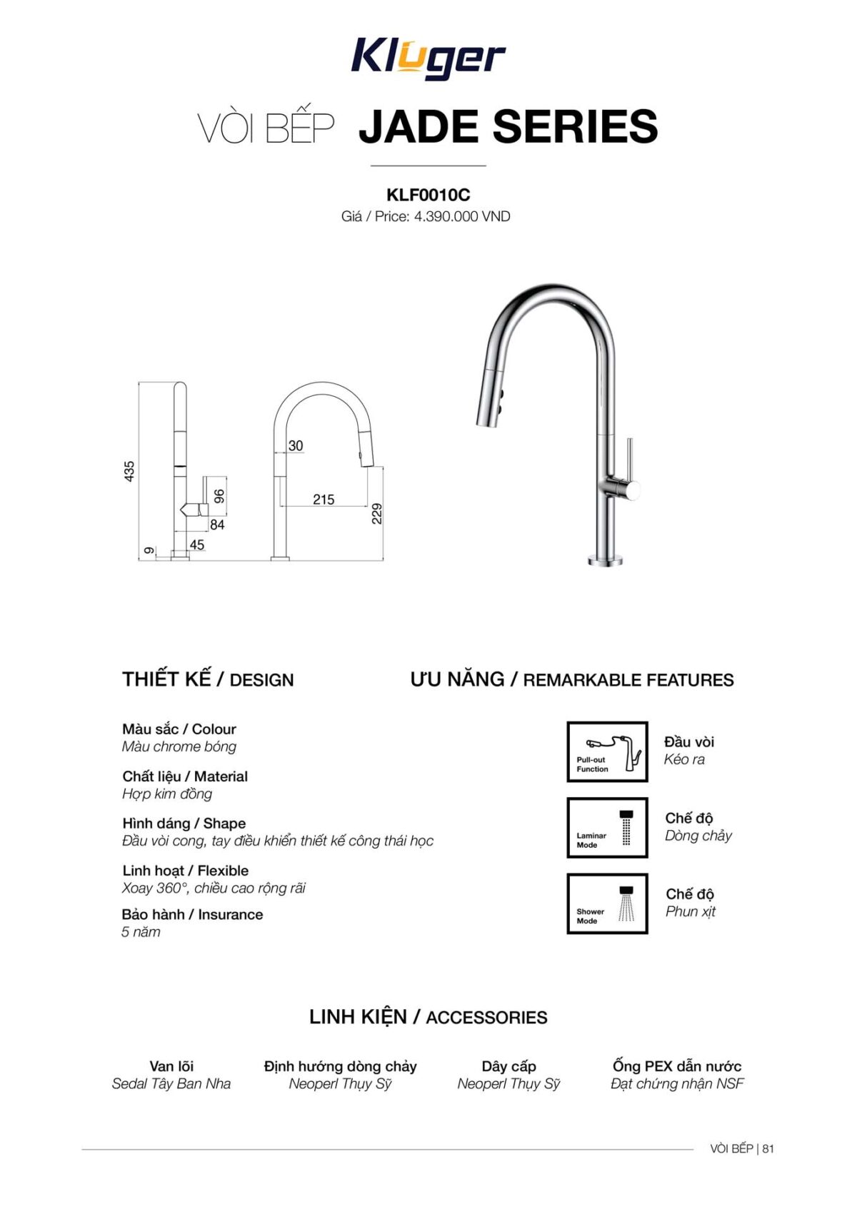 Vòi rửa bát KLUGER KLF0010C - Ảnh 4