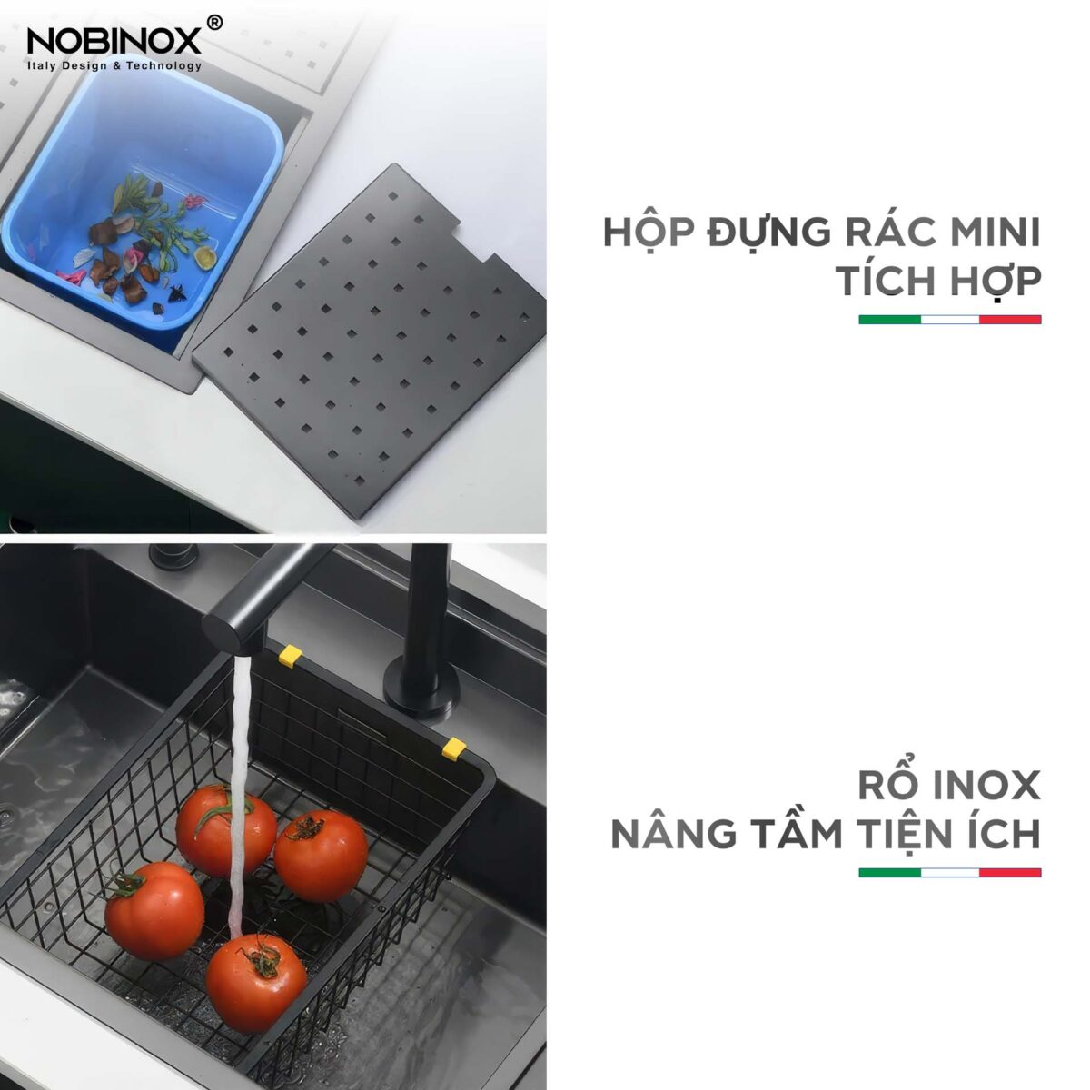 Chậu rửa bát inox NOBINOX LUMIA NJ510B 1 hố - Ảnh 9