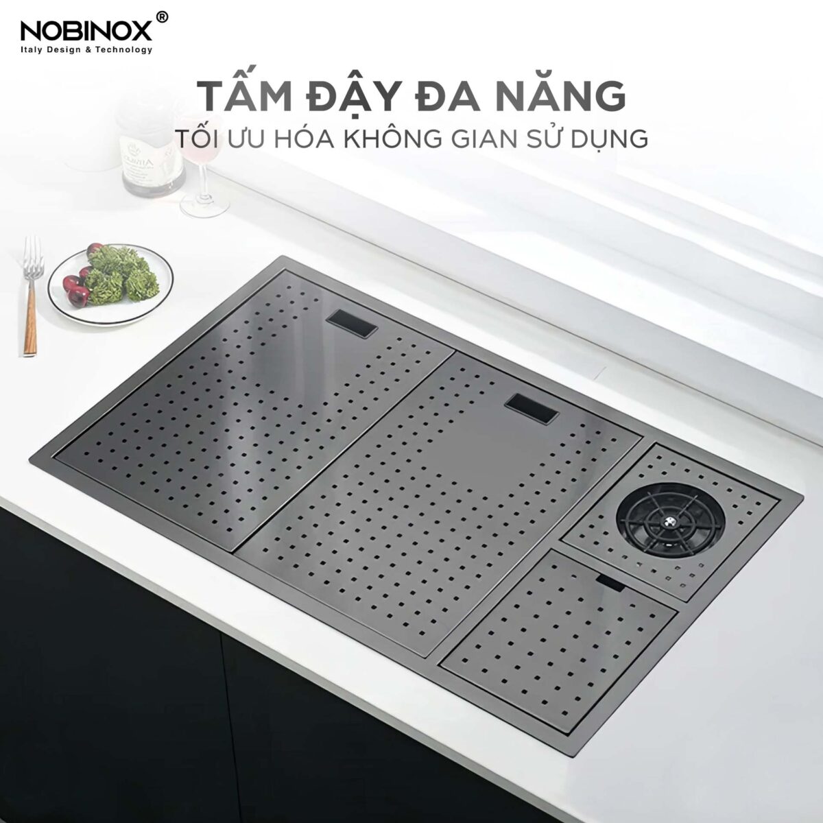 Chậu rửa bát inox NOBINOX LUMIA NJ510B 1 hố - Ảnh 11
